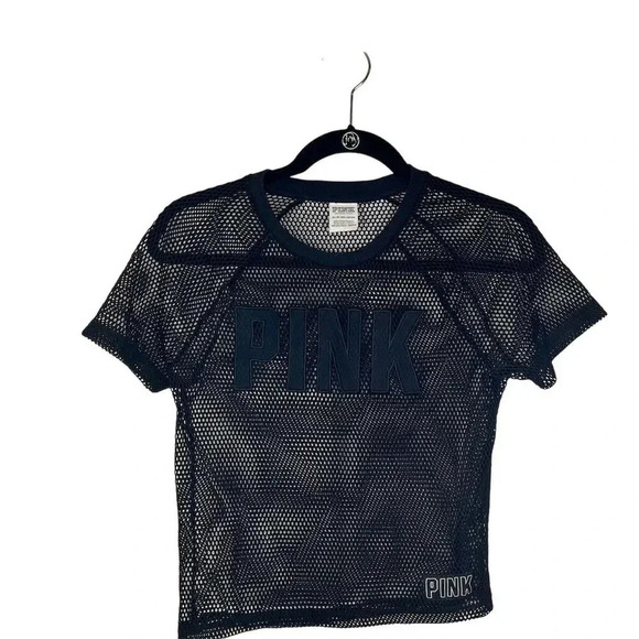 Victoria's Secret PINK Women's XS Black Mesh Raglan T-Shirt Casual - Picture 1 of 9